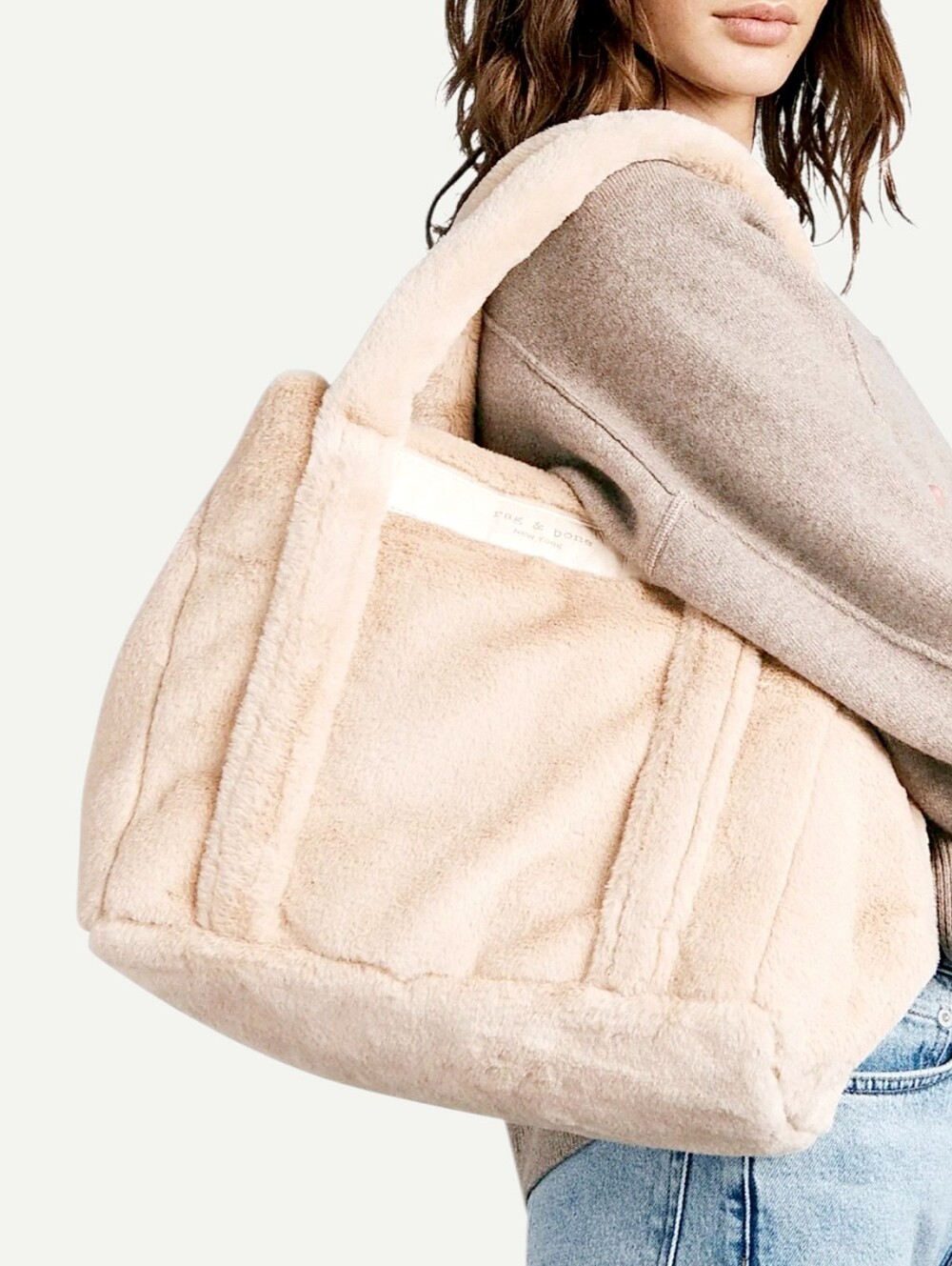 NWT rag & bone The Cloud Tote Fur Leather Minimalist Dustbag